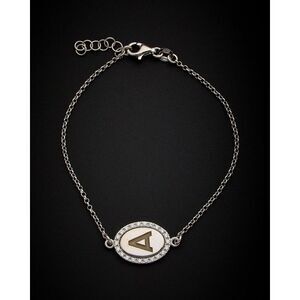 18K Italian Gold Over Silver 0.15 Ct. Tw. Diamond Initial Bracelet, White